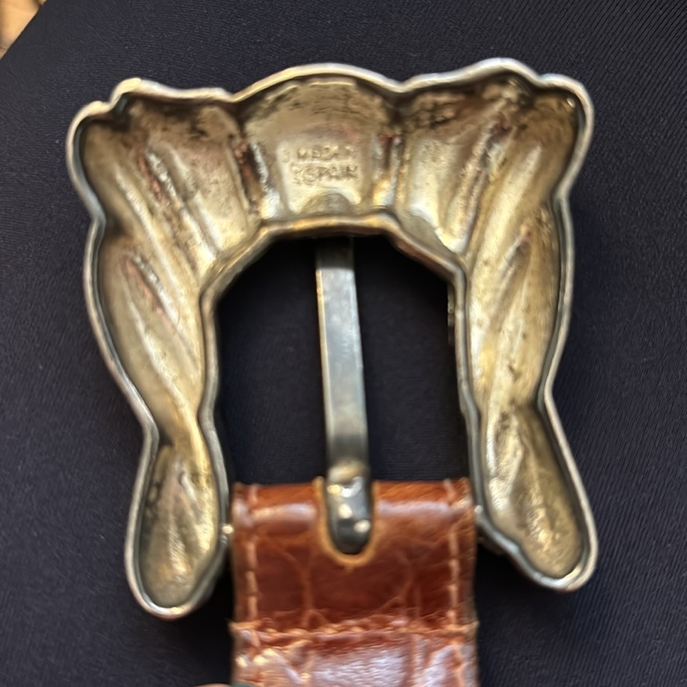 Vintage‎ Linda Allard Ellen Tracy Womens Italian Alligator Calfskin Sz M Belt - Picture 10 of 11